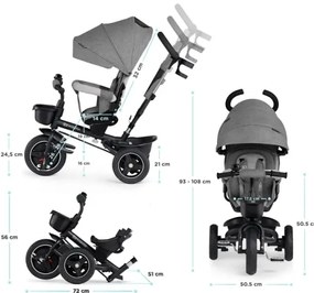 KINDERKRAFT select - Detská trojkolka 5v1 SPINSTEP šedá