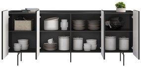 Komoda Malmi 200 cm - čierny mat / čierna