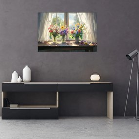Obraz - Kytica pri okne (90x60 cm)