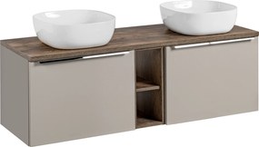 Comad Kúpeľňová skrinka s doskovými umývadlami set Santa Fe Taupe 140 sivohnedá/dub santa fe
