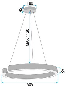 Toolight Toolight, LED stropné osvetlenie 60cm, 60W, 3000K, LHJ053-CP1 C, zlatá matná, OSW-50027