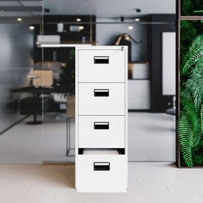 Kovová kartotéka, 4 zásuvky SARA V4, 460 x 1320 x 620 mm, biela
