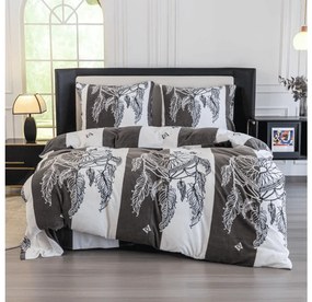 Súprava 2 ks mikroplyšových obliečok TIRSO sivobiele + obliečka mikroplyš SOFT 180x200 cm biela, dvojlôžko