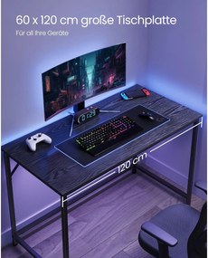 Písací stôl, kancelársky stôl, kovový rám, čierna farba