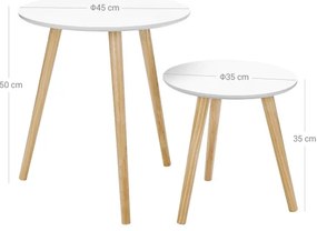 Súprava 2 ks odkladacích stolíkov SERA, biela/hnedá