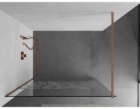 Mexen Kioto, sprchová zástena Walk-In 90 x 200 cm, 8mm číre sklo biely vzor, medený matný profil, 800-090-101-65-85