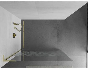 Mexen Kioto L, sprchová zástena Walk-In 90 x 200 cm, 8mm číre sklo biely vzor, zlatý lesklý profil,800-090-103-50-78