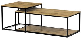 Autronic - Stůl konferenční, set 2 ks, MDF deska, dekor divoký dub, kovová podnož, černý lak - CT-X7123 OAK AKCE