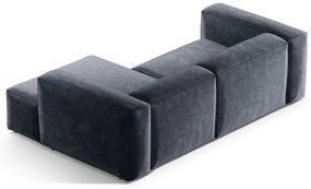 Sivomodrá menčestrová rohová pohovka (pravý roh/s leňoškou) Bergano – Cosmopolitan Design