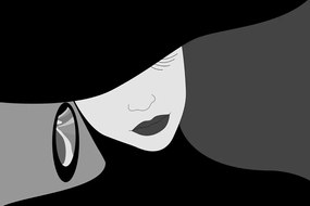 Tapeta čiernobiela nóbl dáma v klobúku - 150x100