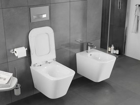 Mexen Teo, závesná WC misa 510x345x340 mm, Rimless Tornádo + WC sedadlo z duroplastu, biela lesklá, 30850700T