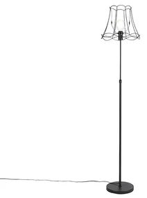 Stojaca lampa čierna s rámom Granny 35 cm nastaviteľná - Parte