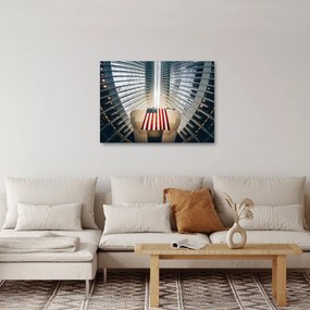Obraz stavby s vlajkou USA (70x50 cm)