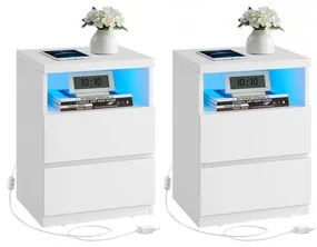 Set dvoch nočných stolíkov s LED osvetlením LET834W01
