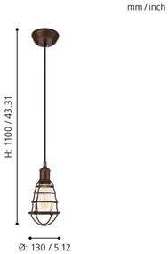 Eglo 49809 - Závesné svietidlo PORT SETON 1xE27/60W