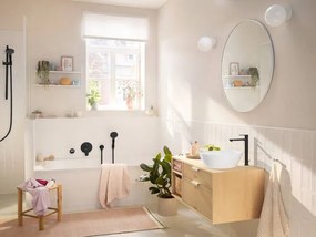 Hansgrohe Rebris S, vysoká umývadlová batéria 240 s odtokovou súpravou s tiahlom, CoolStart, čierna matná, HAN-72580670