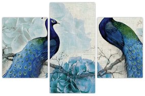 Obraz - Pávy s textúrami (90x60 cm)