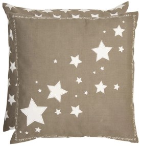 Hnedý bavlnený povlak s hviezdami - 50 * 50 cm