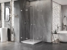 Mexen Lunar-F Duo, skladací sprchový kút 100 x 100 cm, 8mm číre sklo, chrómový profil, 836-100L-100P-01-00