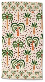 Zelená/béžová zamatová plážová osuška 100x180 cm Cezán – Good Morning