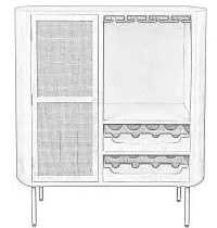 Krémová ratanová vinotéka pre 8 fliaš, 90x100 cm Amaya – White Label