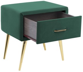 Zamatový nočný stolík so zásuvkou zelený FLAYAT Beliani