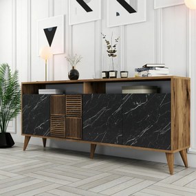 Skrinka Milan 2 Walnut and Black Marble