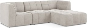 Béžová zamatová rohová pohovka (pravý roh/s leňoškou) Aloha – Makamii