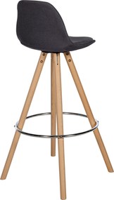 Barová stolička Corbin Round - látka, natura rám - tmavo šedá