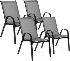 Záhradné stoličky na terasu - sada 4 ks tmavá sivá
