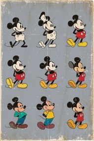 Plagát, Obraz - MICKEY MOUSE - MYŠIAK MICKEY - evolution, (61 x 91.5 cm)