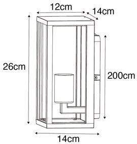 Inteligentné nástenné svietidlo hrdzavohnedé 26 cm IP44 vrátane Wifi ST64 - Charlois
