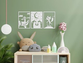 drevko 3-dielny detský obraz Rozprávková ríša Rozmer obrazu: 30 x 65 cm, Farba dekorácie: Čierna