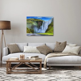 Sklenený obraz - Vodopád Seljalandsfoss (70x50 cm)