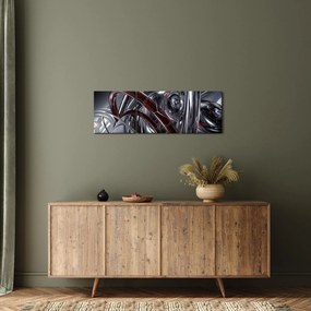 Obraz sivej abstrakcie (s hodinami) (90x30 cm)