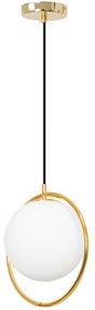 Toolight Toolight, Stropná lampa visiaca sklenená guľa 1xE27 APP430-1CP, zlatá-biela, OSW-01560