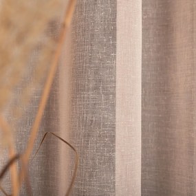 Pastelová ružová záclona PETRA v prirodzenom vzhľade ukončená olovkom  - šité na mieru