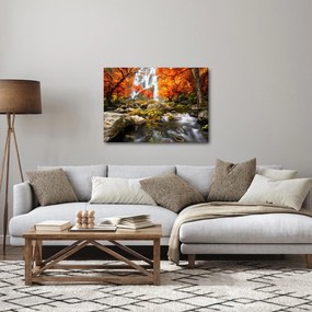 Obraz - Vodopády v oranžovom lese (70x50 cm)