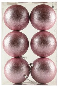 DECOLED Plastová guľa, 10 cm, jemná ružová, 6 x trblietka