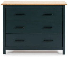 Tmavomodrá nízka komoda z borovicového dreva 100x80 cm Miranda – Marckeric