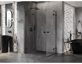 Mexen Lunar Duo výklopný sprchový kút 100 x 80 cm, 8mm číre sklo, čierny profil, 834-100L-080P-70-00