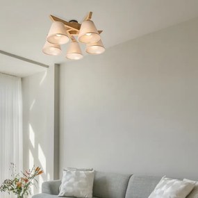 Brilagi - LED  Prisadený luster ANTHONY 5xE14/40W/230V dub/béžová