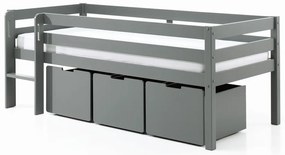 Sivá detská vyvýšená posteľ Vipack Pino, 90 x 200 cm