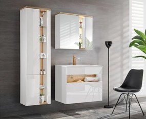 Kúpeľňová skrinka CMD BAHAMA WHITE 800 dub wotan/alpská biela/biely vysoký lesk
