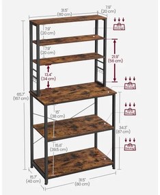 Policový regál do kuchyne MARGE hnedá/čierna