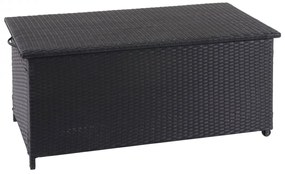 Polyratanový záhradný úložný box HWC-D88 - prémiová čierna, 51x100x50cm 170l