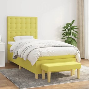 Boxspring posteľ s matracom svetlozelená 100x200 cm látka 3137460