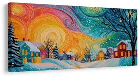 Vianočný obraz farebné domčeky v čarovnej noci