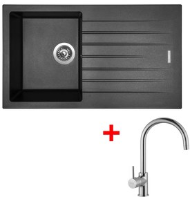 Set Sinks PERFECTO 860 Metalblack + VITALIA Chróm