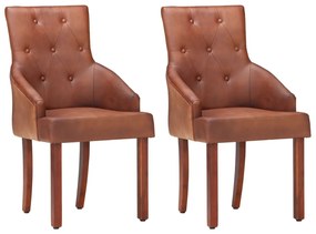Jedálenské stoličky 2 ks hnedé pravá kozia koža